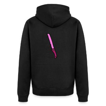Brotmesser pink - Unisex Premium Bio Zip Hoodie - Schwarz - Hinten - Nico (187cm)
