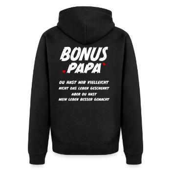 Bonus dad stepfather Father's Day - Unisex Premium Organic Zip Hoodie - black - Back - Nico (187cm)