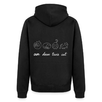 Un Deux Trois Katze - Unisex Premium Bio Zip Hoodie - Schwarz - Hinten - Nico (187cm)