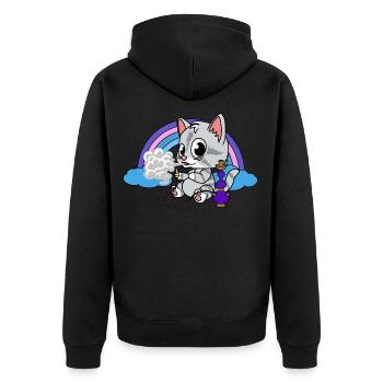 Chaton, narguilé, fumer, kiffen, narguilé, fumée - Veste à capuche bio Premium Unisexe - noir - Dos - Nico (187cm)