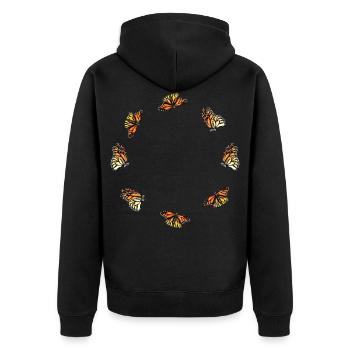 butterfly - Unisex Premium Organic Zip Hoodie - black - Back - Nico (187cm)