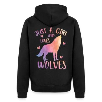 Juste une fille qui aime les loups - Veste à capuche bio Premium Unisexe - noir - Dos - Nico (187cm)