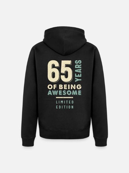 65 Years Of Being Awesome - 65th Birthday - Unisex Premium Organic Zip Hoodie - black