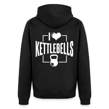 Kettlebell Love No. 8th - Unisex Premium Organic Zip Hoodie - black - Back - Nico (187cm)
