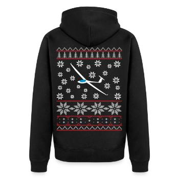 Christmas Segelflugzeug Segelflieger Geschenk ASW - Unisex Premium Bio Zip Hoodie - Schwarz - Hinten - Nico (187cm)