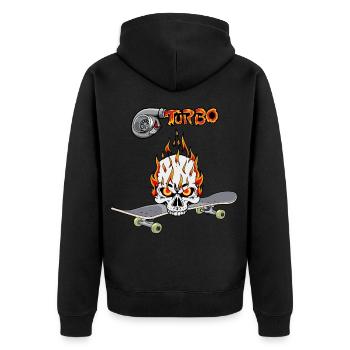 Skateboard Turbo Youth Skater Skull - Unisex Premium Organic Zip Hoodie - black - Back - Nico (187cm)