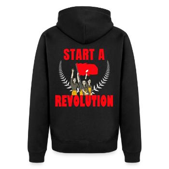 Commencer une révolution communiste - Veste à capuche bio Premium Unisexe - noir - Dos - Nico (187cm)