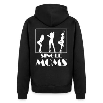 Single Moms - Unisex Premium Bio Zip Hoodie - Schwarz - Hinten - Nico (187cm)