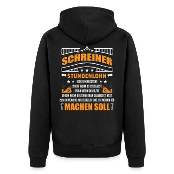 Schreiner Stundenlohn - Unisex Premium Bio Zip Hoodie - Schwarz - Hinten - Nico (187cm)
