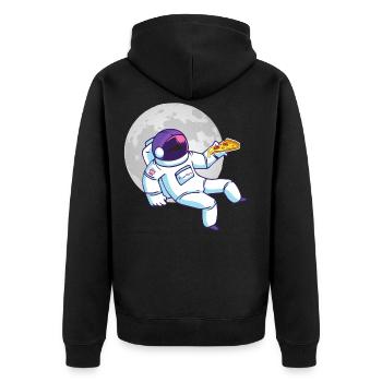 Pizza Astronaut - Unisex Premium Bio Zip Hoodie - Schwarz - Hinten - Nico (187cm)
