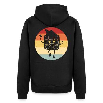 Gaufres Crêpes Douces Vintage Rétro - Veste à capuche bio Premium Unisexe - noir - Dos - Nico (187cm)