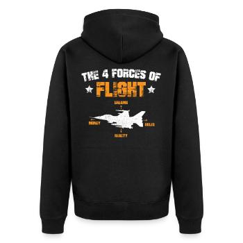 The 4 Forces of Flight Physics of Flight Aviation - Unisex Premium Organic Zip Hoodie - black - Back - Nico (187cm)
