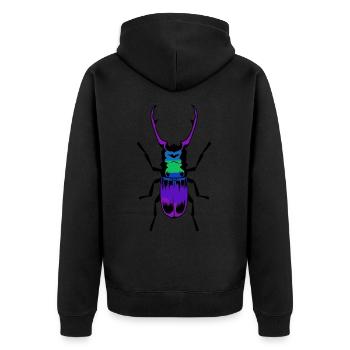 Stag beetle insect insects wings forest animal antlers - Unisex Premium Organic Zip Hoodie - black - Back - Nico (187cm)