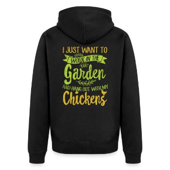 Gartenarbeit und Hühner - Unisex Premium Bio Zip Hoodie - Schwarz - Hinten - Nico (187cm)