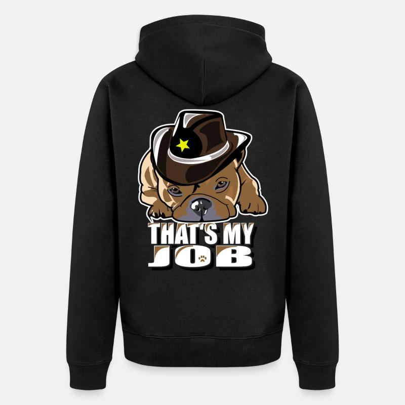 Bouledogue français mignon ciseaux - Veste à capuche bio Premium Unisexe - noir