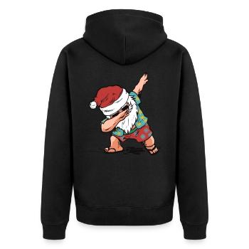 Funny Christmas present in Santa Claus - Unisex Premium Organic Zip Hoodie - black - Back - Nico (187cm)