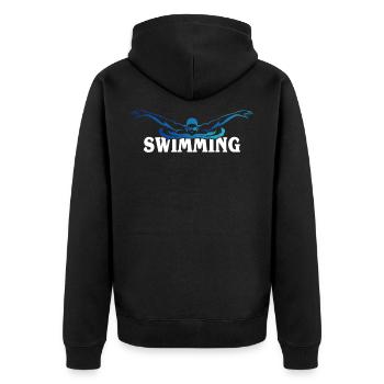 Schwimmen- Shirt Schwimmreifen Pool Wasser Geschen - Unisex Premium Bio Zip Hoodie - Schwarz - Hinten - Nico (187cm)