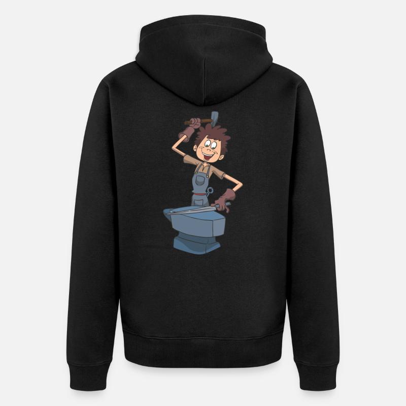 Schmied Amboss Hammer - Unisex Premium Bio Zip Hoodie - Schwarz