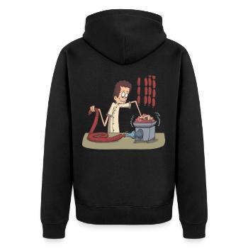 Saucisse de viande couteau de boucher - Veste à capuche bio Premium Unisexe - noir - Dos - Nico (187cm)
