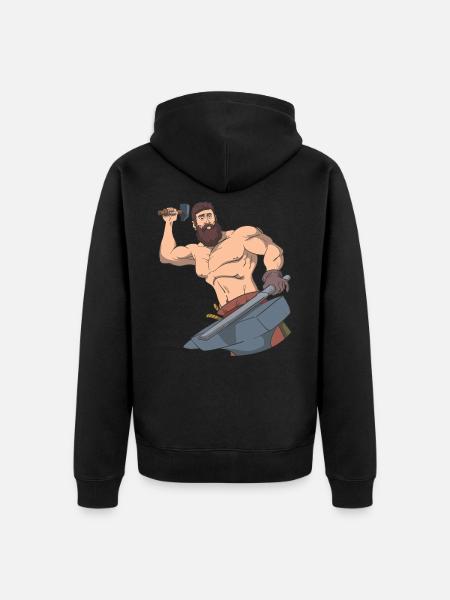 Blacksmith anvil hammer sword - Unisex Premium Organic Zip Hoodie - black
