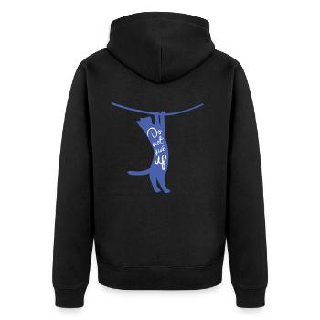 Motivation Cat Sport Sweet Trend Gift - Unisex Premium Organic Zip Hoodie - black - Back - Nico (187cm)
