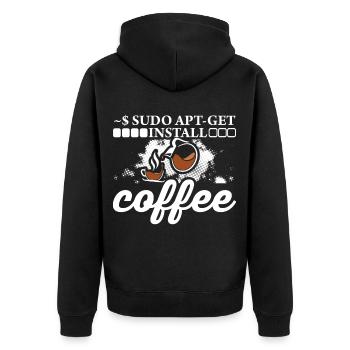 Linux Sudo Apt - Installez le café. - Veste à capuche bio Premium Unisexe - noir - Dos - Nico (187cm)