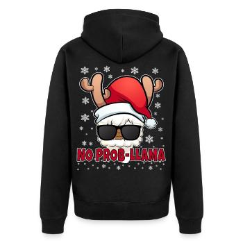 No Prob Llama Reindeer Christmas Trendy - Unisex Premium Organic Zip Hoodie - black - Back - Nico (187cm)