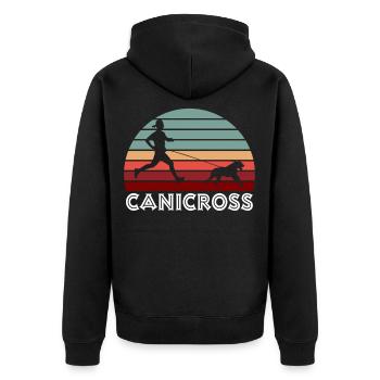 Canicross Retro - Unisex Premium Bio Zip Hoodie - Schwarz - Hinten - Nico (187cm)