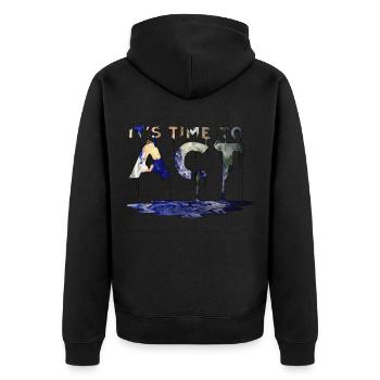 It’s time to act - Unisex Premium Bio Zip Hoodie - Schwarz - Hinten - Nico (187cm)