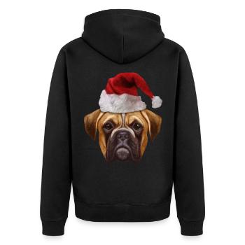 Boxer-hässliches Weihnachtshundeweihnachtsmütze-Weihnachtsgeschenk - Unisex Premium Bio Zip Hoodie - Schwarz - Hinten - Nico (187cm)