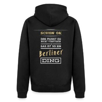 Berlin | Chose de Berlin | Sweat à capuche | Chemise noire - Veste à capuche bio Premium Unisexe - noir - Dos - Nico (187cm)