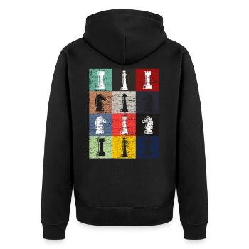 Pièces d'échecs - Veste à capuche bio Premium Unisexe - noir - Dos - Nico (187cm)