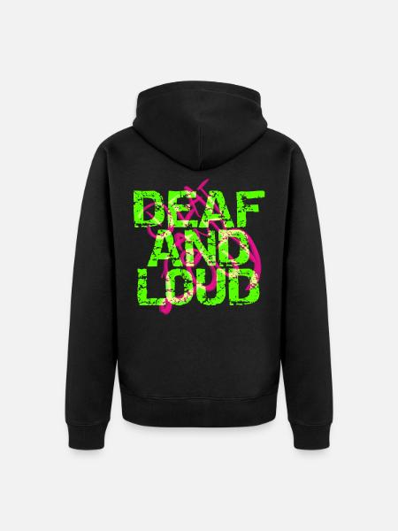 Deaf and loud - Unisex Premium Organic Zip Hoodie - black