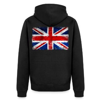 Drapeau vintage britannique - Veste à capuche bio Premium Unisexe - noir - Dos - Nico (187cm)