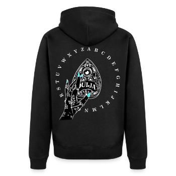 Quija, witch board, horror, exorcist, ghosts - Unisex Premium Organic Zip Hoodie - black - Back - Nico (187cm)