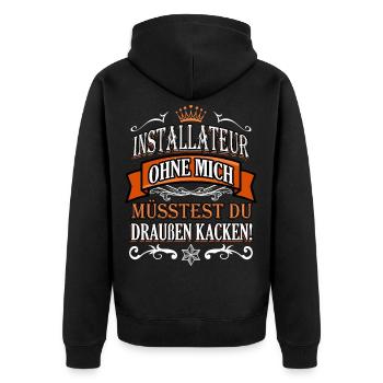 Lustiger Spruch Klempner Installateur Geschenke - Unisex Premium Bio Zip Hoodie - Schwarz - Hinten - Nico (187cm)