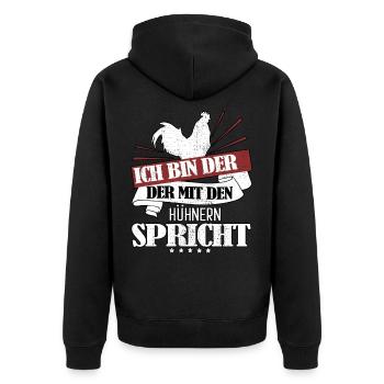 Hühnerflüsterer Landwirt Bauer - Unisex Premium Bio Zip Hoodie - Schwarz - Hinten - Nico (187cm)
