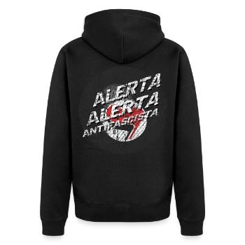antifa billiard alerta alerta - Unisex Premium Bio Zip Hoodie - Schwarz - Hinten - Nico (187cm)