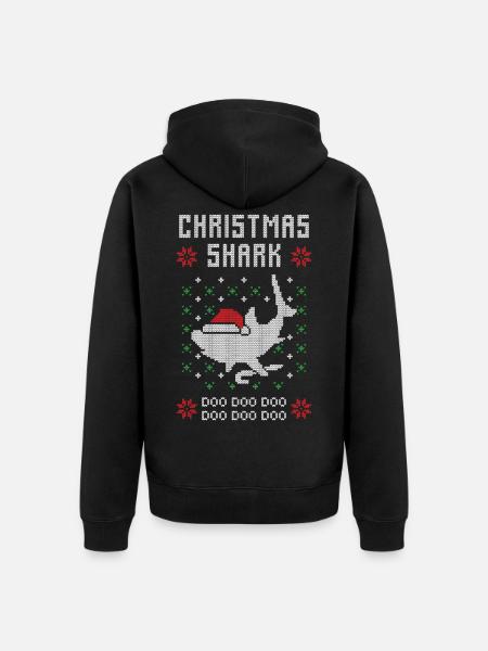 Christmas Shark Ugly Christmas - Unisex Premium Bio Zip Hoodie - Schwarz