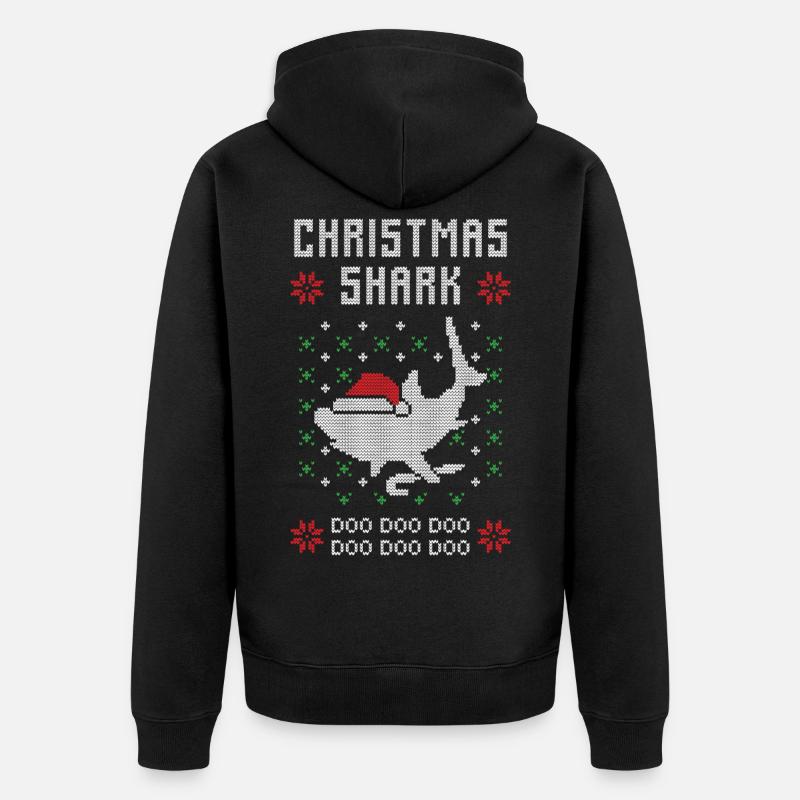 Requin de Noël moche Noël - Veste à capuche bio Premium Unisexe - noir