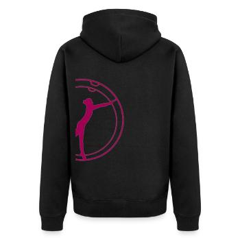 Rhönrad I Athlet I Mannschaft I Geschenk I Verein - Unisex Premium Bio Zip Hoodie - Schwarz - Hinten - Nico (187cm)
