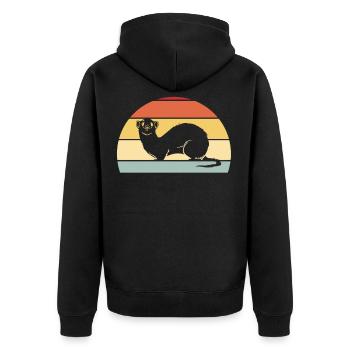 Furet drôle belette vintage rétro - Veste à capuche bio Premium Unisexe - noir - Dos - Nico (187cm)