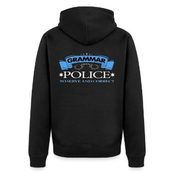 Police de grammaire pour servir et corriger - Veste à capuche bio Premium Unisexe - noir - Dos - Nico (187cm)