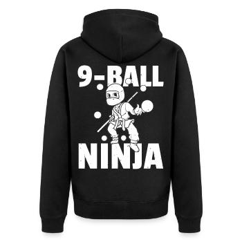 Ninja Billard Snooker Pool Spieler - Unisex Premium Bio Zip Hoodie - Schwarz - Hinten - Nico (187cm)