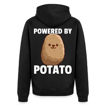 Erdäpfel Kartoffel Erdbirne Erpfi Pommes - Unisex Premium Bio Zip Hoodie - Schwarz - Hinten - Nico (187cm)