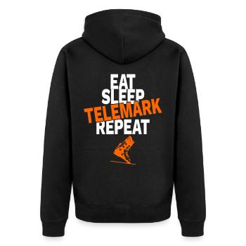Telemark skiing nordic ski gift - Unisex Premium Organic Zip Hoodie - black - Back - Nico (187cm)