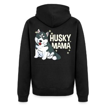 Husky Mama Hundebesitzerin Geschenk - Unisex Premium Bio Zip Hoodie - Schwarz - Hinten - Nico (187cm)
