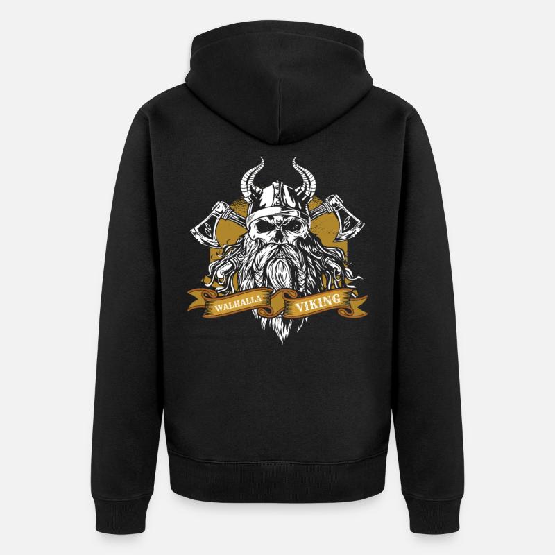 Walhalla - Viking - Unisex Premium Bio Zip Hoodie - Schwarz
