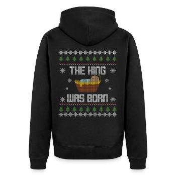 Christmas - Weihnachten - Christlich - Jesus - Unisex Premium Bio Zip Hoodie - Schwarz - Hinten - Nico (187cm)