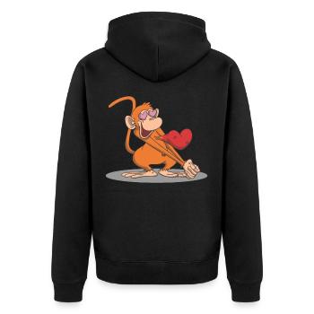Singe drôle est amoureux de coeur - Veste à capuche bio Premium Unisexe - noir - Dos - Nico (187cm)